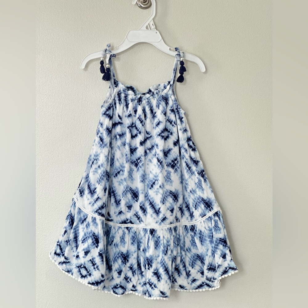 Tommy Bahama Blue and White Ruffled Tiered Sundress